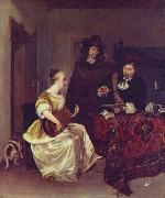 Gerard ter Borch the Younger A Woman playing a Theorbo to Two Men china oil painting artist